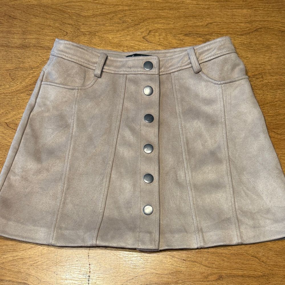 Zara TRF Suede Mini Skirt with Button Detail
